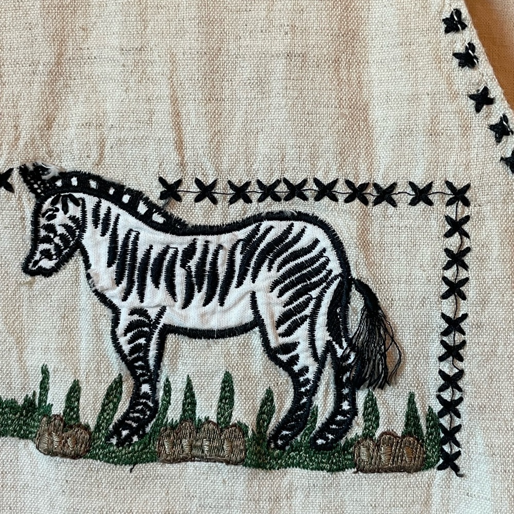 Vintage Safari Embroidered Animal Vest Linen Blend Medium - Picture 4 of 8
